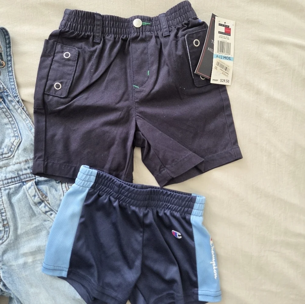 OshKosh B'gosh Baby Light Blue Denim Overalls and Navy Shorts Set 6-12 Months